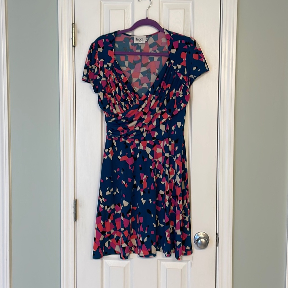 Flattering Multicolored Swing Dress with Cap Sleeves